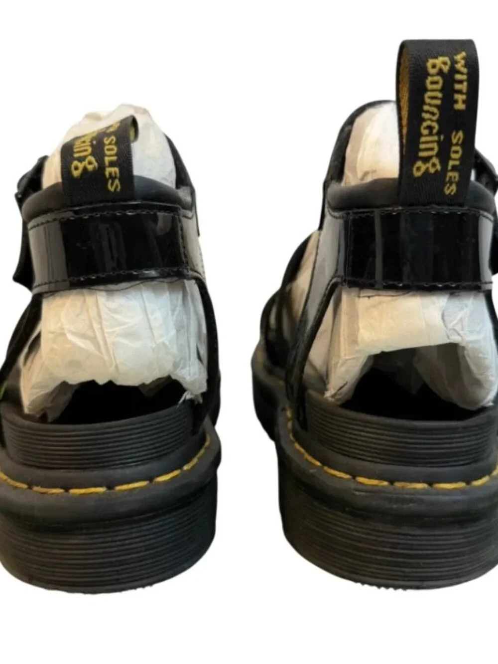 Dr. Doc Martens Blair Womens Patent Leather Black Sandals Shoes Size 8